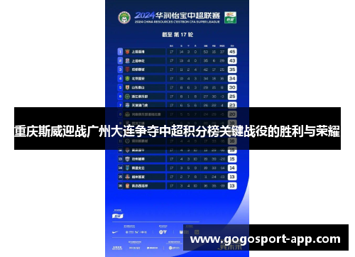 重庆斯威迎战广州大连争夺中超积分榜关键战役的胜利与荣耀
